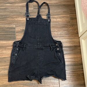 Madewell Charcoal Denim Short Overalls